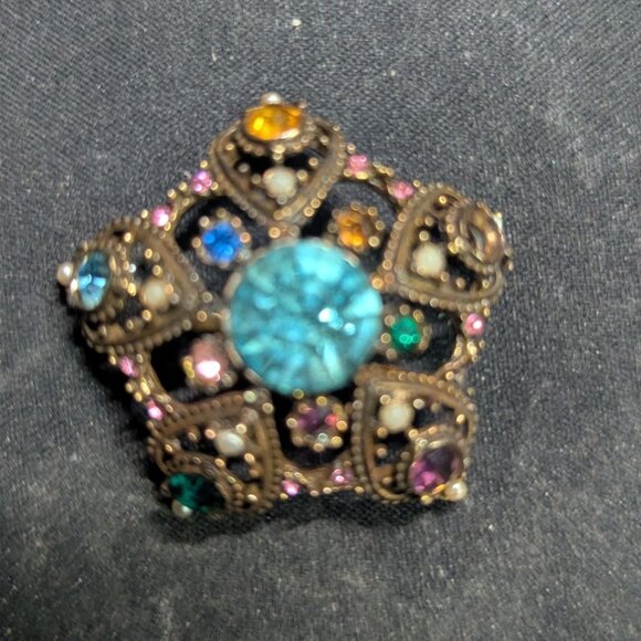 Vintage Star & Moon Rhinestone Pendant Necklace Earrings Set Estate statement - Picture 8 of 12